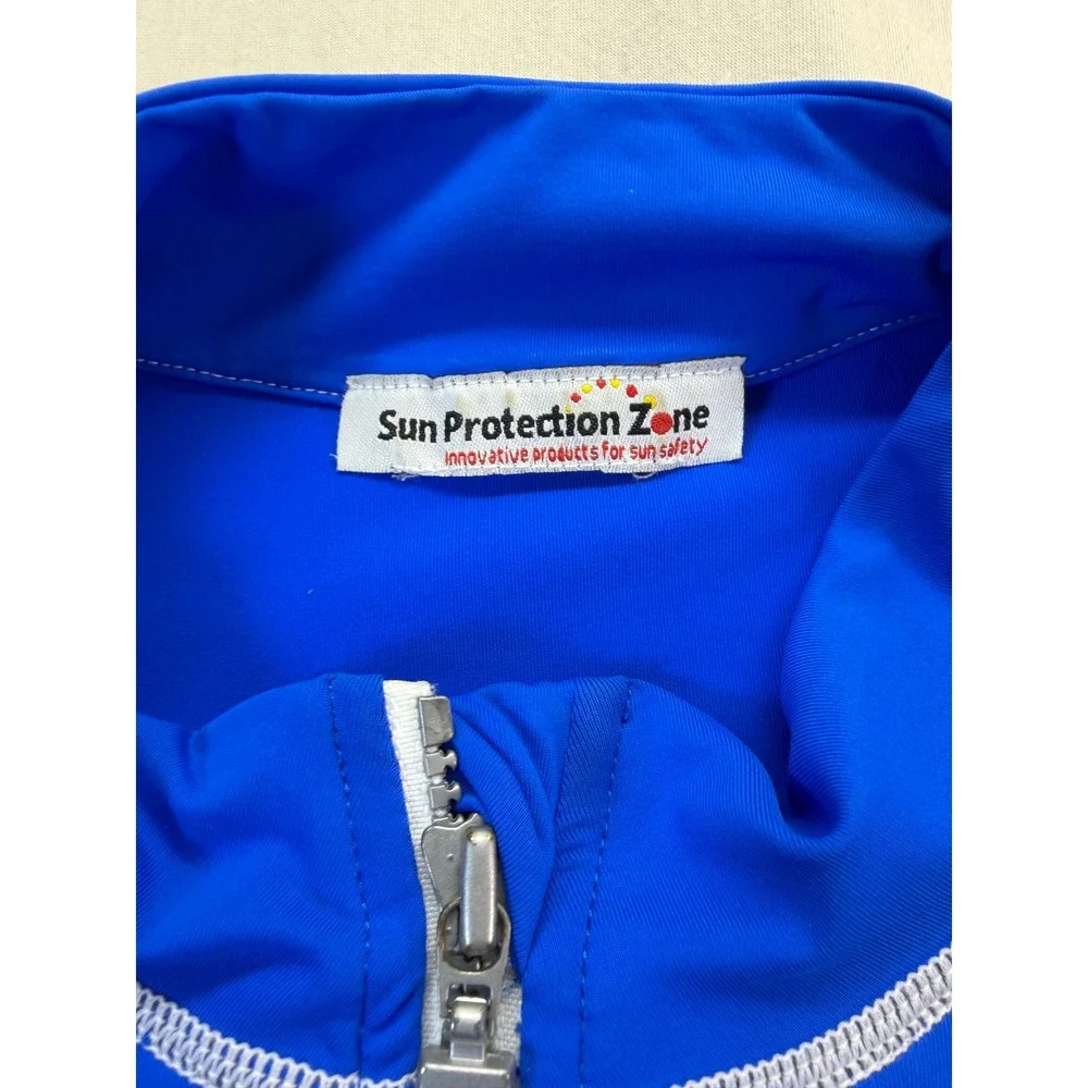 Sun Protection Zone Rash Guard Womens XL Blue DuckSkinz Full Zip Long Sleeve UV